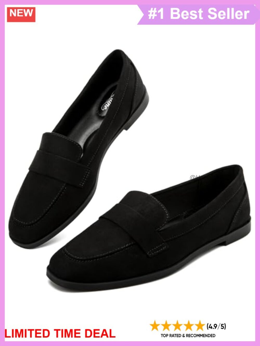 Womens Suede Loafers Slip On Memory Foam Almond Toe Business Casual